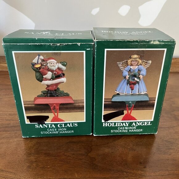2 Midwest of Cannon Falls Cast-Iron Stocking Hangers Santa Claus & Angel Vintage - Picture 11 of 15